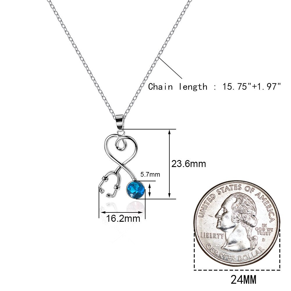 Stethoscope Heartbeat Silver-color Choker Necklace Women Love Heart Necklaces & Pendants Medical Nurse Doctor Lover JewelrGifts