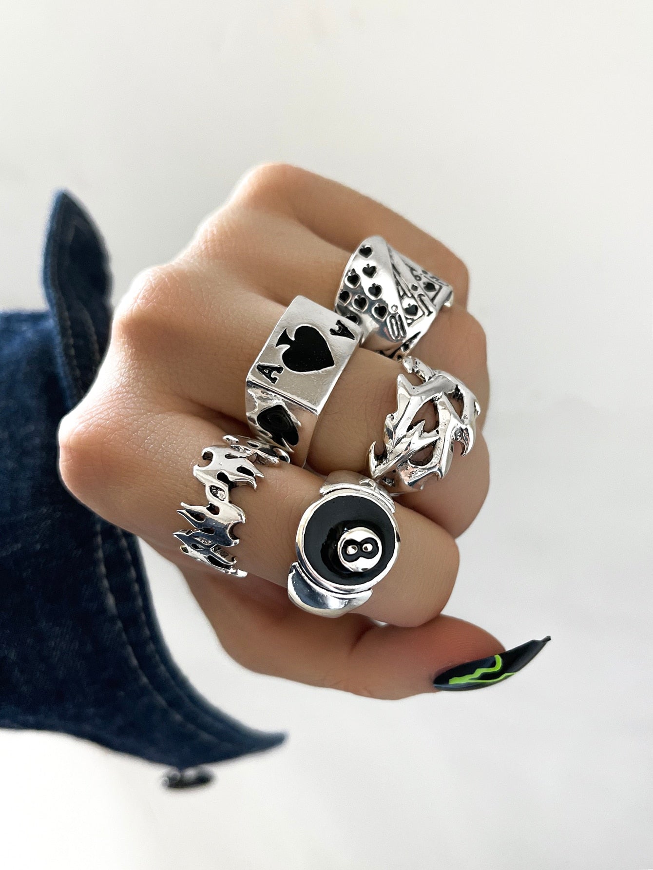 Stillgirl Punk Poker Billiards Rings for Women Funny Goth Kpop Flame Anillos Hip Hop Y2k Korean  Male Couple Gift Jewelry