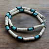 Stone Bead Surfer Necklace Made from white, Black and Blue Beads for men tribal jewelry