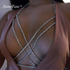 StoneFans 2022 Women Full Rhinestone Body Chain Necklace Jewelry Shiny Rhinestone Crystal Bra Body Charming Club Jewelry