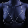 StoneFans Simple Circle Crystal Body Chain Sexy Breast Bra Harness Necklace Rhinestone Chest Chain Bra Body Jewelry for Women