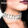 Stonefans Ins Sexy Full Crystal Choker Collar Necklace for Women Charm Bling Rhinestone Geometric Necklace Short Jewelry