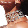 Stonefans Ins Sexy Full Crystal Choker Collar Necklace for Women Charm Bling Rhinestone Geometric Necklace Short Jewelry