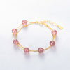 Strawberry Quartz Crystal Charm Bracelet Double Layer Pink Bangle Bracelet Jewelry Gifts for Girls