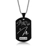 Stray Kids Signature Pendant Birthday Name Stainless Steel Pendant Necklace Black Metal Tag Necklaces for Women Men Jewelry