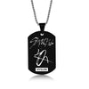 Stray Kids Signature Pendant Birthday Name Stainless Steel Pendant Necklace Black Metal Tag Necklaces for Women Men Jewelry