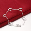 Street Charms 925 Sterling Silver romantic LOVE five hearts Bracelet necklace Jewelry set for women Party wedding gifts