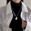 Street Hip-hop Stainless Steel Non-fading Necklace Female Personality Smile Double Thicker Chain Sweater Chain