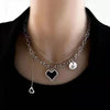 Street Hip-hop Stainless Steel Non-fading Necklace Female Personality Smile Double Thicker Chain Sweater Chain