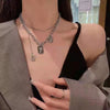 Street Hip-hop Stainless Steel Non-fading Necklace Female Personality Smile Double Thicker Chain Sweater Chain