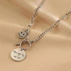 Street Hip-hop Stainless Steel Non-fading Necklace Female Personality Smile Double Thicker Chain Sweater Chain