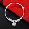 Street all-match 925 Stamp Silver Women Fine Retro Bells cuff bangles adjustable Bracelets Party wedding Jewelry gift