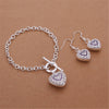 Street all-match 925 Sterling Silver romantic heart crystal earrings bracelets Jewelry sets for women Party wedding Gift