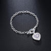 Street all-match 925 Sterling Silver romantic heart crystal earrings bracelets Jewelry sets for women Party wedding Gift
