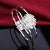 Street all-match 925 sterling Silver flower bangle rings Bracelet necklace stud earring for women Jewelry set Party gift