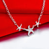 Street 925 Stamped Silver Beautiful three starfish Necklace For Women wedding accessories party Jewelry Christmas Gifts
