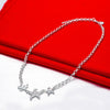 Street 925 Stamped Silver Beautiful three starfish Necklace For Women wedding accessories party Jewelry Christmas Gifts