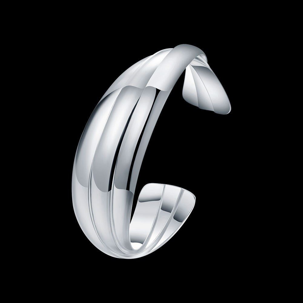 Street 925 sterling Silver Popular Weave bangles for Women cuff Bracelets fine Jewelry Wedding Party Christmas Gifts