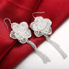 Street 925 sterling Silver Pretty flower Pendant bangle earrings ring bracelet necklace Jewelry set for women party Gift