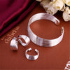 Street 925 sterling Silver Vintage Multi-line earring ring Bracelet bangle for women Jewelry set fine Party custom gifts