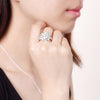 Street 925 sterling Silver charm Rose flower rings necklace bracelet earrings Jewelry set for Women Party wedding gifts