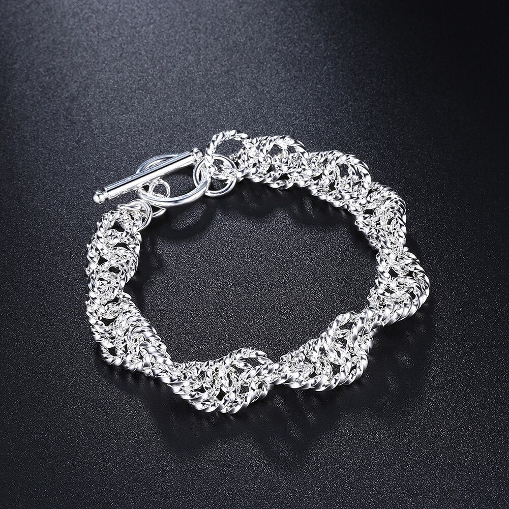 Street brands jewelry 925 sterling silver beautiful Shiny twisted circle chain Bracelet for woman Wedding party gifts