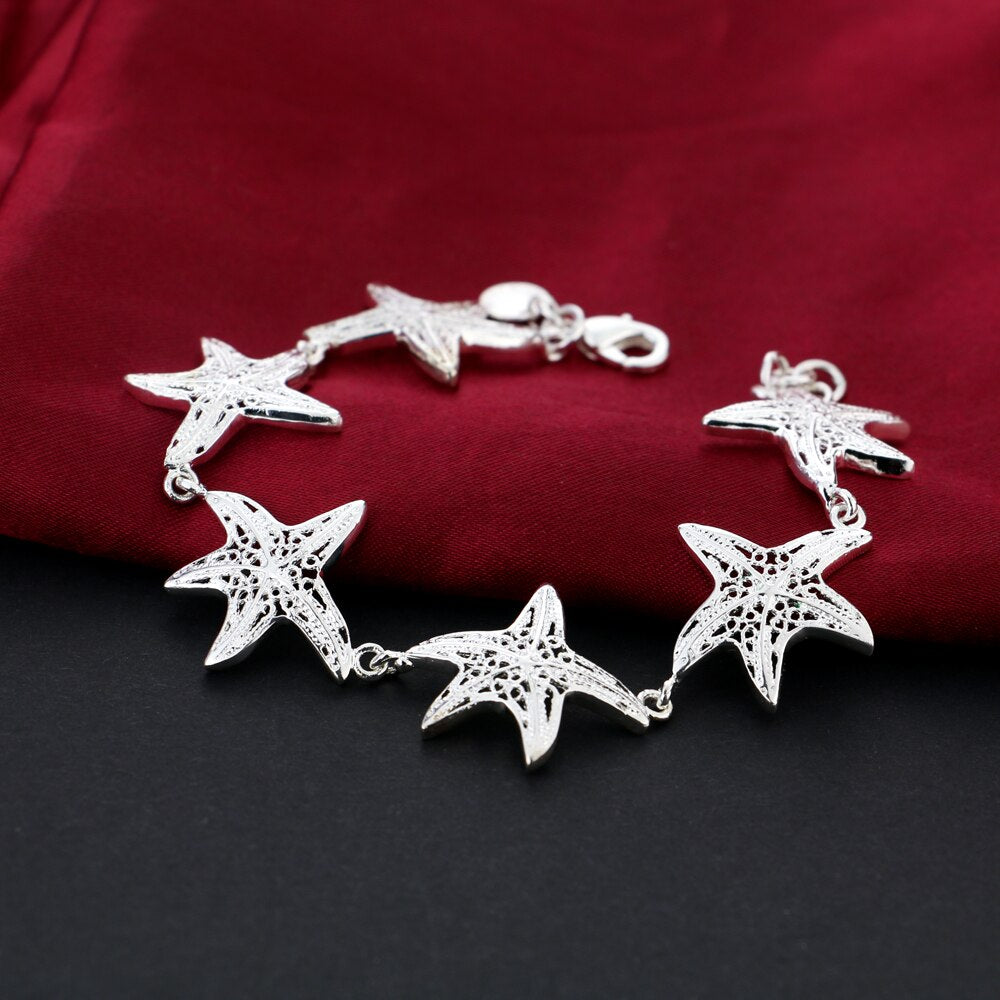 Street trend 925 sterling Silver Pretty starfish Bracelets for Women Wedding Party Christmas Gifts brands fine Jewelry