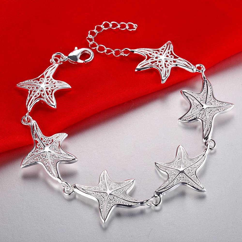Street trend 925 sterling Silver Pretty starfish Bracelets for Women Wedding Party Christmas Gifts brands fine Jewelry