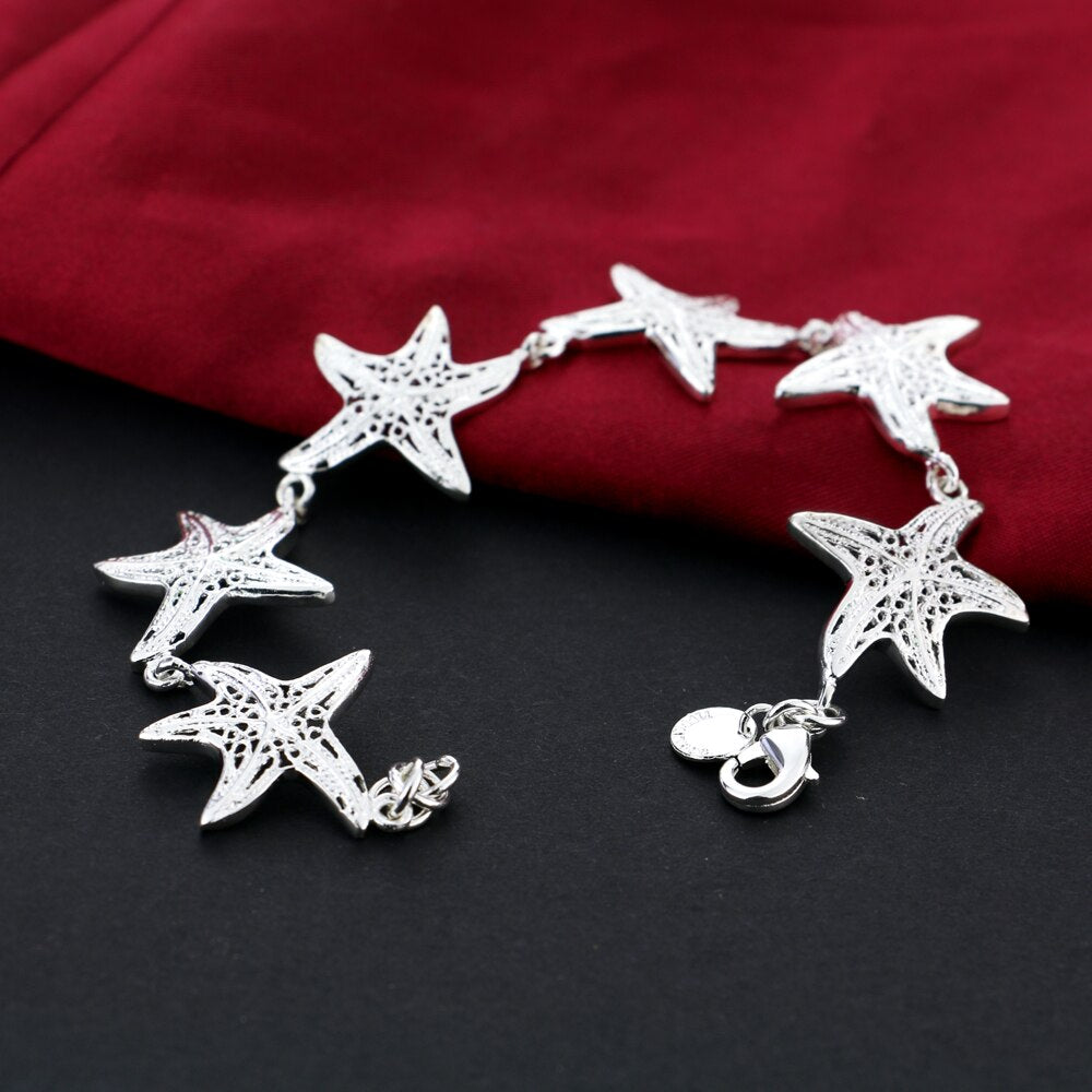 Street trend 925 sterling Silver Pretty starfish Bracelets for Women Wedding Party Christmas Gifts brands fine Jewelry