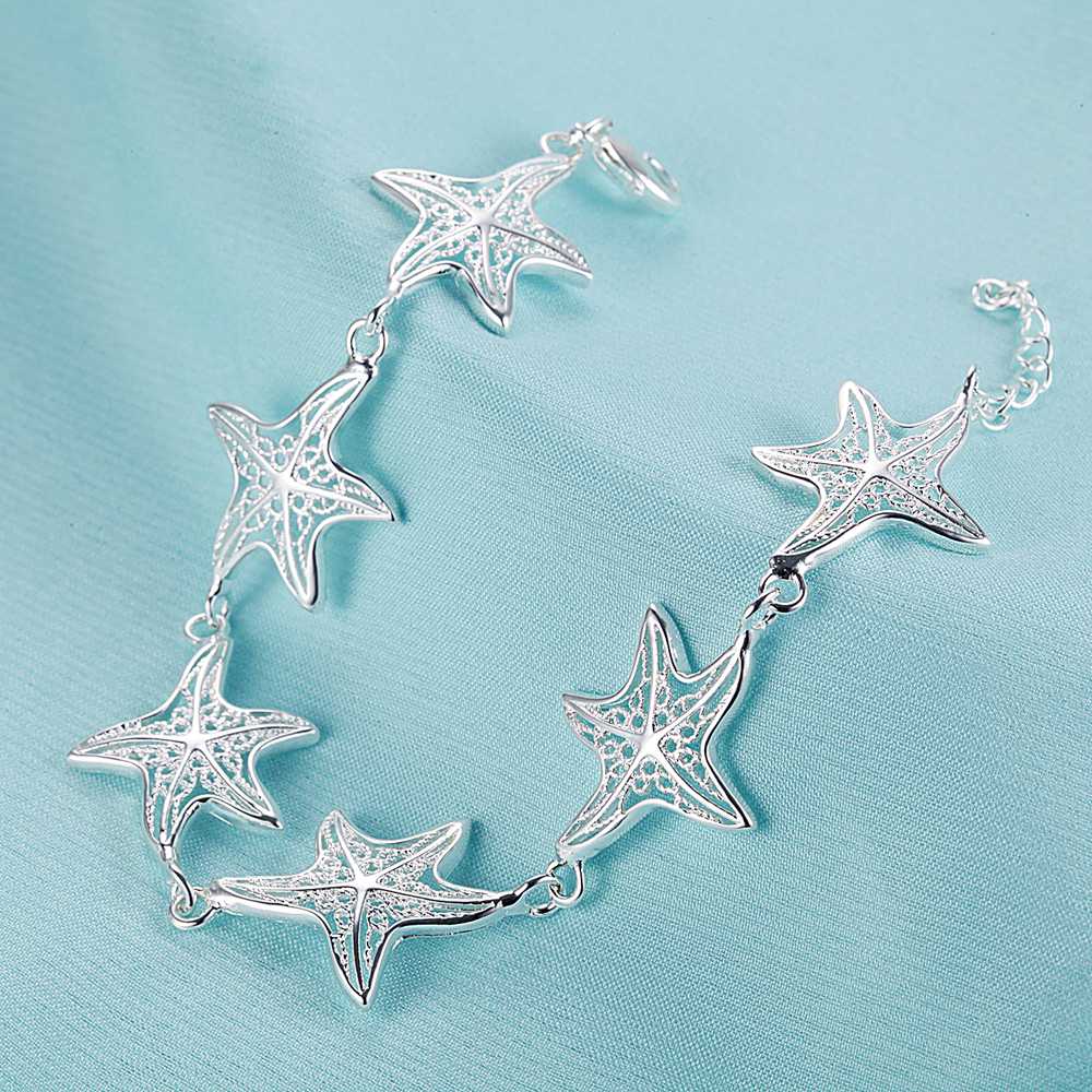 Street trend 925 sterling Silver Pretty starfish Bracelets for Women Wedding Party Christmas Gifts brands fine Jewelry