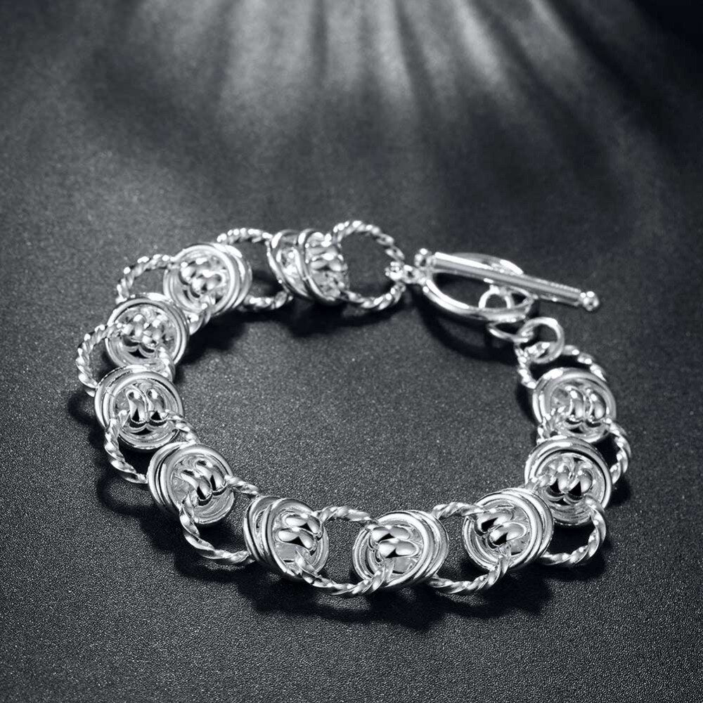 Street trend 925 sterling silver Creativity classic circle Bracelet for woman man Wedding party Gifts noble Jewelry