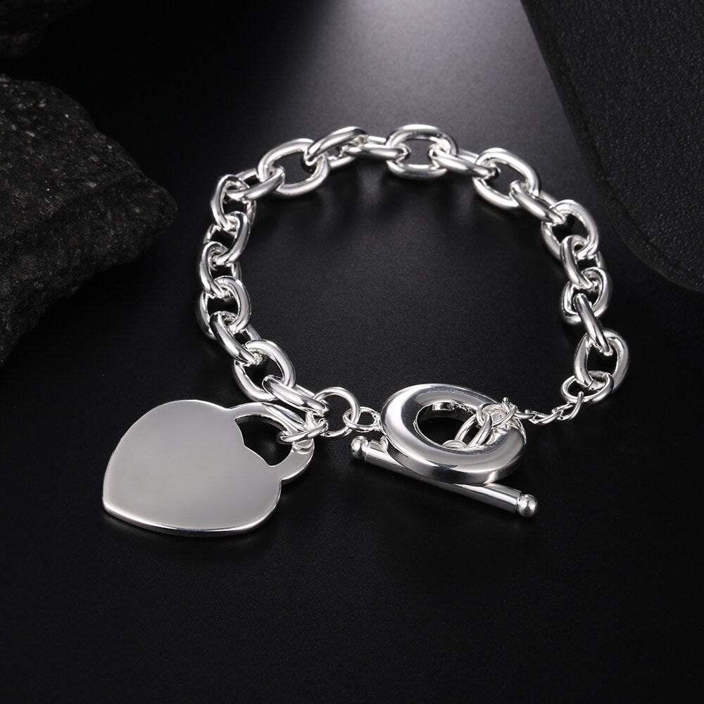 Street trend romantic heart Pendant 925 sterling silver Bracelets for woman fine jewelry Wedding party Christmas gifts