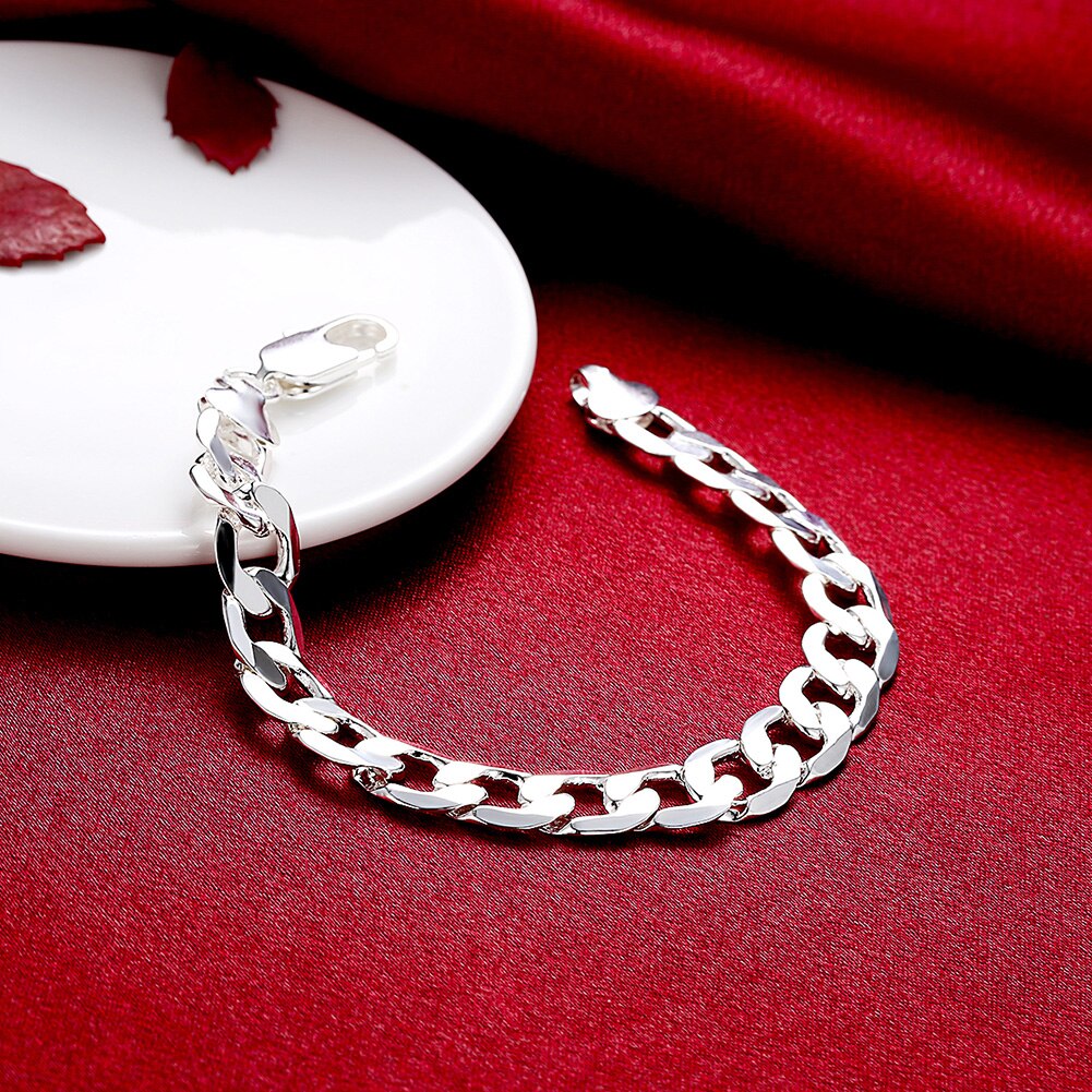 Street wild 925 sterling silver Classic 10MM geometry chain Bracelets for men's women party fine Jewelry Christmas Gifts