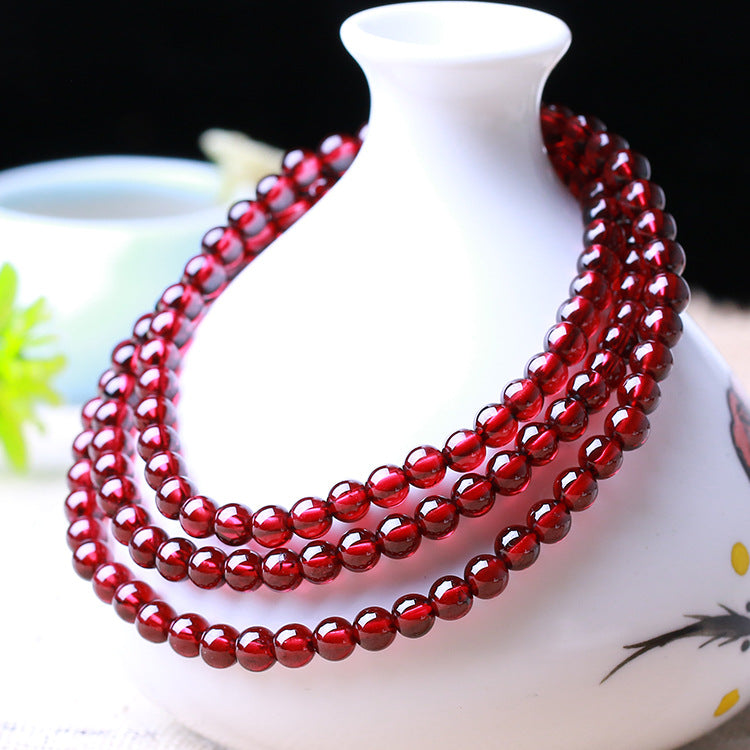Stretch Red Round 4.5mm Beads 5A Grade Nature Garnet Stone Bracelet Multi-layer Handmade Style YH4815