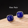 Stud Earring 100% Real 925 Sterling Silver Jewelry Men Women Natural Southern Red Agate lapis lazuli Christmas Earrings 2020 E01