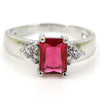 Stunning Pink Raspberry Rhodolite Garnet White CZ Ladies Present 925 Silver Ring 10x6mm