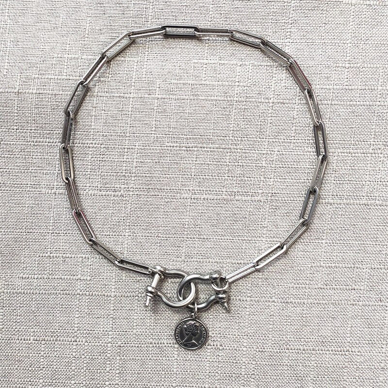 Stylish Simple Stainless Steel Chunky Chain Choker Men винтажные украшения U Shape Buckle Pendant Necklace acero inoxidable 2021