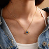 Summe Chic Gold Rhinestone  Evil Eye Pendant Necklaces For Women Bohemian Charm Round Coin Collar Necklace Turkish Jewelry