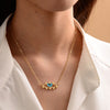 Summe Chic Gold Rhinestone  Evil Eye Pendant Necklaces For Women Bohemian Charm Round Coin Collar Necklace Turkish Jewelry