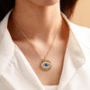 Summe Chic Gold Rhinestone  Evil Eye Pendant Necklaces For Women Bohemian Charm Round Coin Collar Necklace Turkish Jewelry