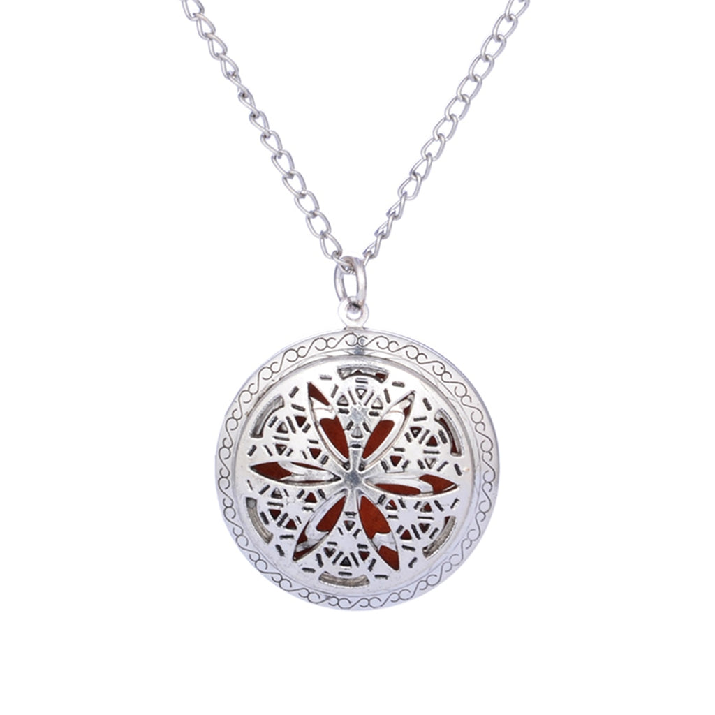 Summer Aroma Diffuser Necklace Open Vintage Silver Lockets Pendant Perfume Essential Oil Aromatherapy Locket Necklace With Pads