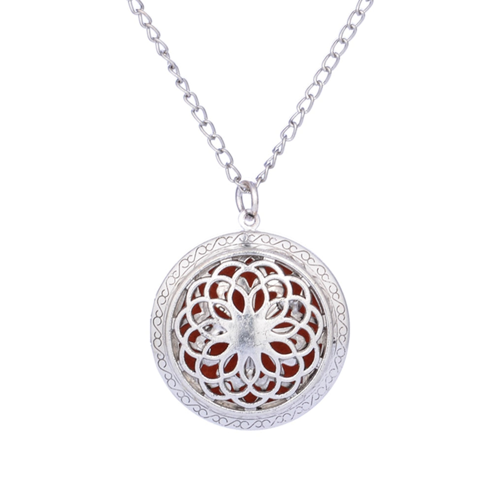 Summer Aroma Diffuser Necklace Open Vintage Silver Lockets Pendant Perfume Essential Oil Aromatherapy Locket Necklace With Pads