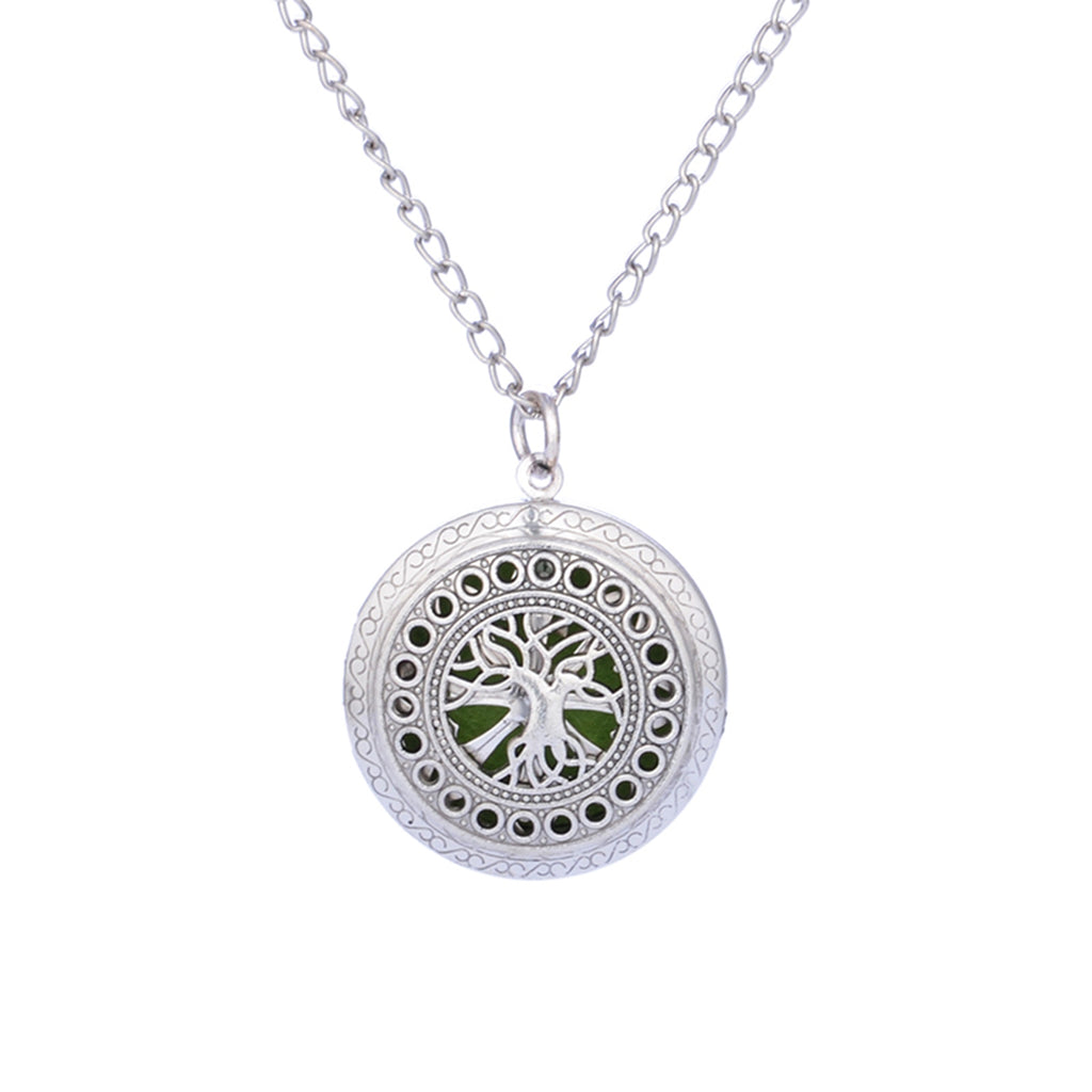 Summer Aroma Diffuser Necklace Open Vintage Silver Lockets Pendant Perfume Essential Oil Aromatherapy Locket Necklace With Pads