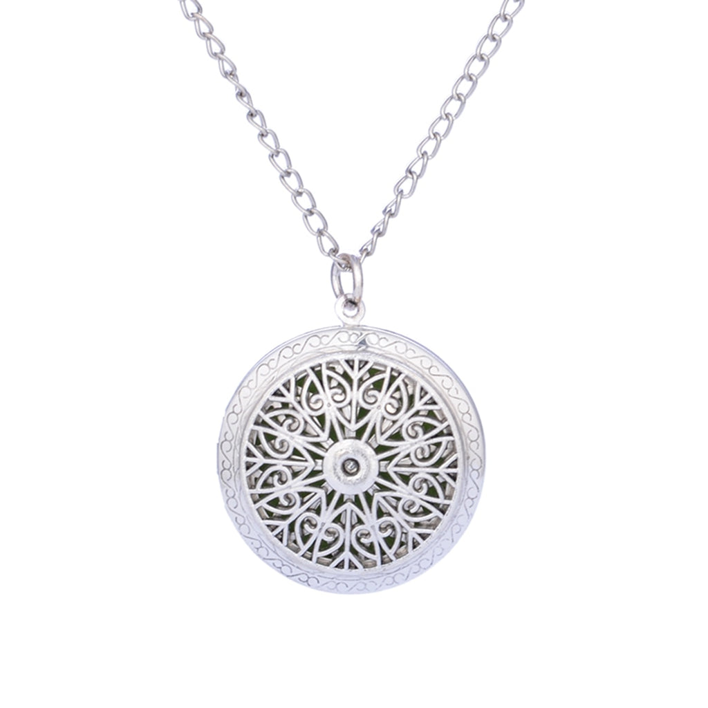 Summer Aroma Diffuser Necklace Open Vintage Silver Lockets Pendant Perfume Essential Oil Aromatherapy Locket Necklace With Pads