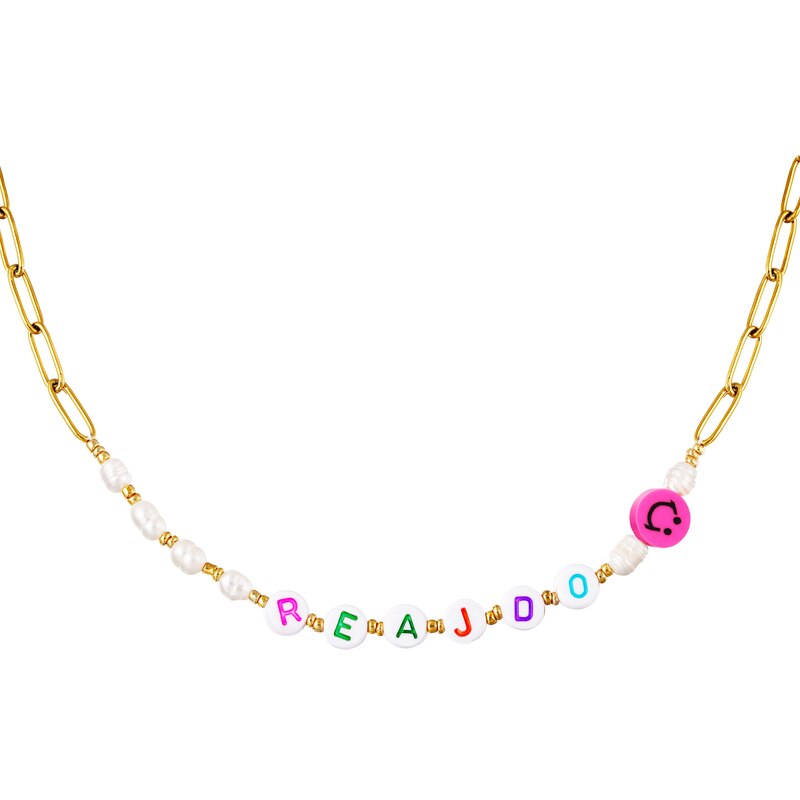 Summer Beach Pearl Handmade Chain Necklace For Lovers' Couples Valentine's Day Gift Colorful Letter Choker Necklaces Jewerly