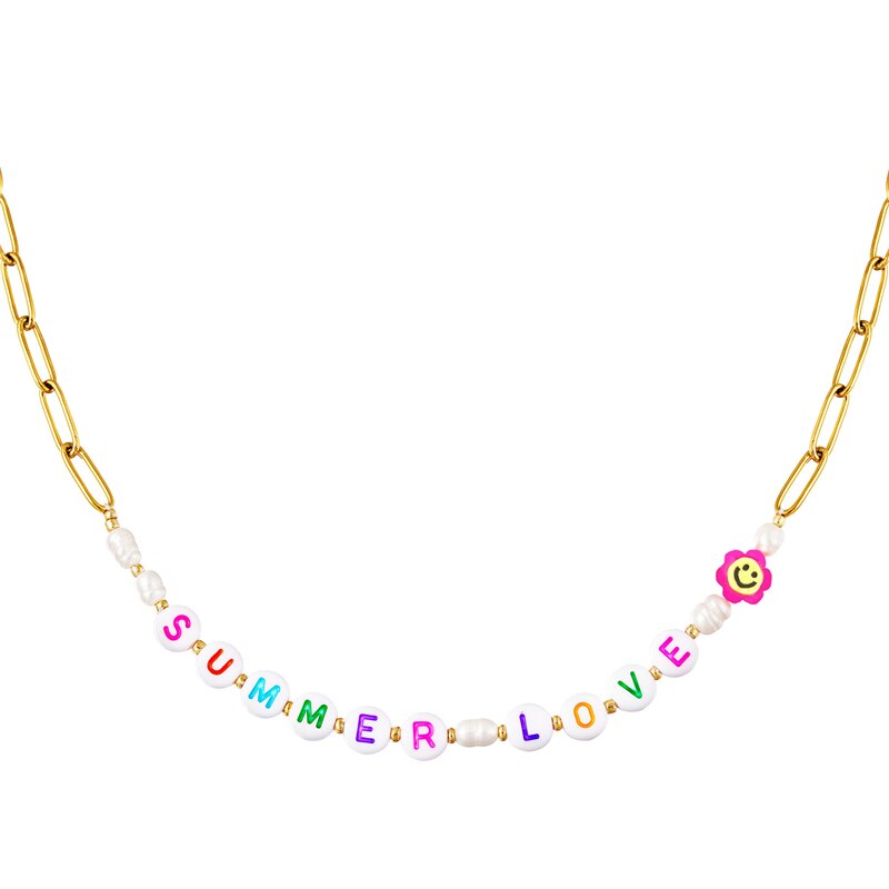 Summer Beach Pearl Handmade Chain Necklace For Lovers' Couples Valentine's Day Gift Colorful Letter Choker Necklaces Jewerly