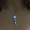 Summer Jewelry Mermaid Pendant Necklace Glow in the Dark Choker Necklace 3 Colors Luminous For Women Gift Silver Color Chain