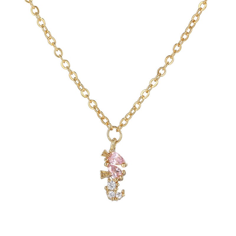 Summer Jewerly Chain Necklace For Lovers' Couples Valentine's Day Gift Colorful Crystal Crab Starfish Lobster Pendant Necklaces