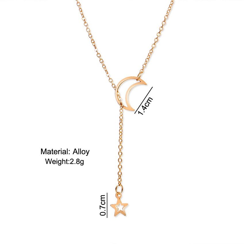 Summer Long Chain Star Pendant Charm Necklace For Women Gold Color Hollow Choker Necklaces  Jewelry