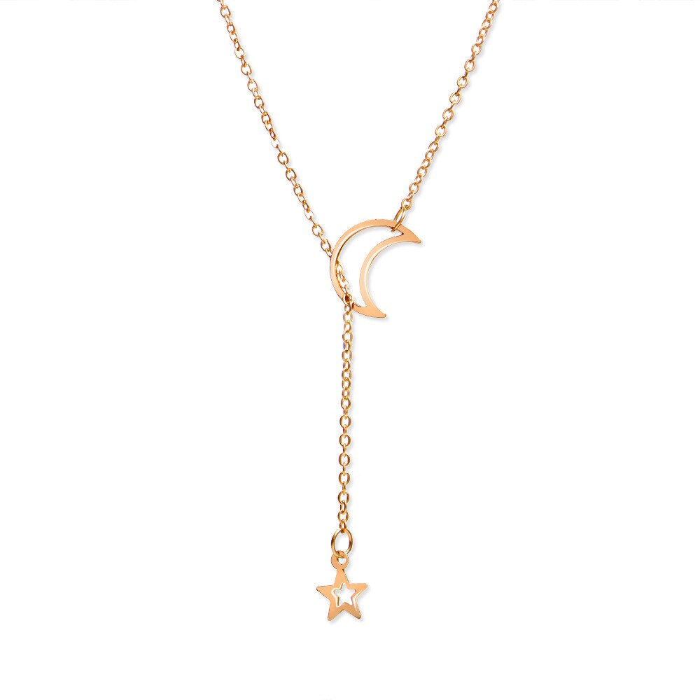 Summer Long Chain Star Pendant Charm Necklace For Women Gold Color Hollow Choker Necklaces  Jewelry